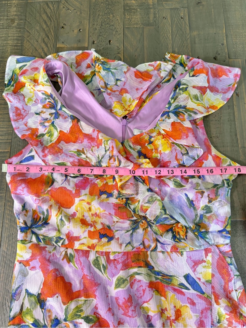 London Times Floral Print Ruffle Dress Women's Cottagecore Pastel Size 10 - Picture 10 of 12